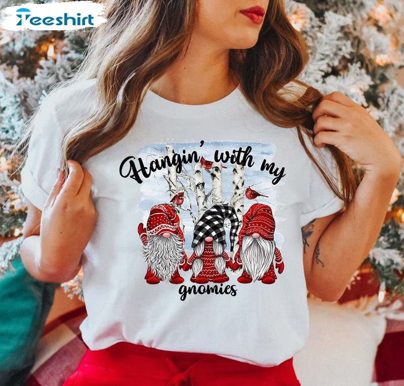 Hanging With My Gnomies Shirt, Christmas Vintage Sweatshirt Unisex Hoodie