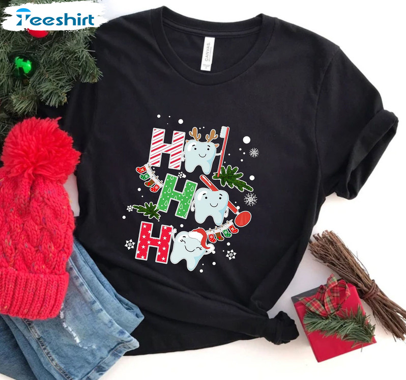 Dental Ho Ho Ho Christmas Shirt, Dental Clinic Crew Tee Tops Unisex T-shirt