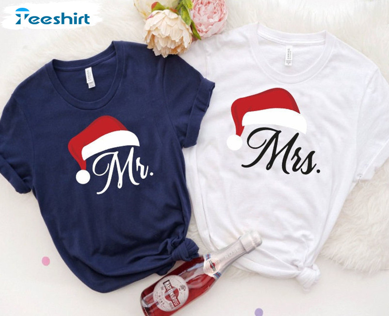 Mr And Mrs Santa Hat Shirt, Christmas Claus Unisex Hoodie Unisex T-shirt