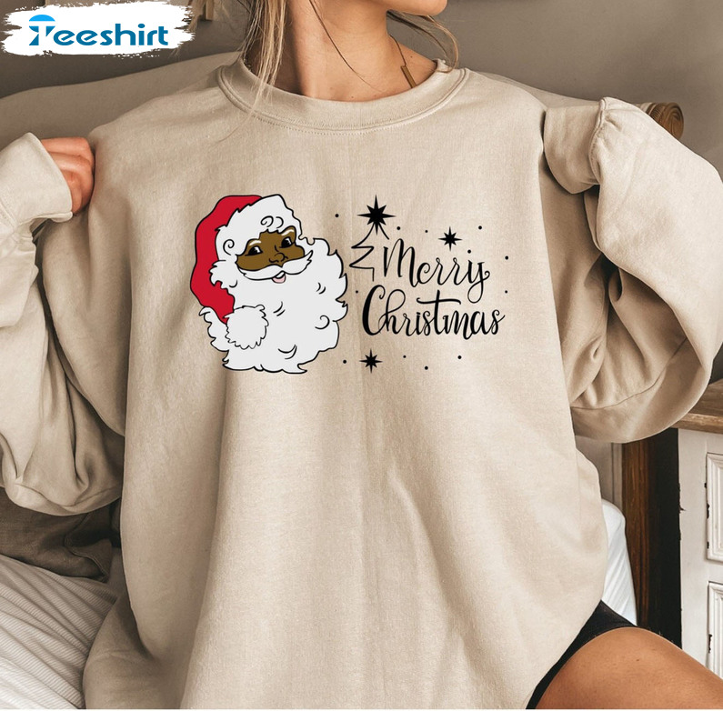 African American Santa Claus Shirt, Merry Christmas Sweatshirt Hoodie