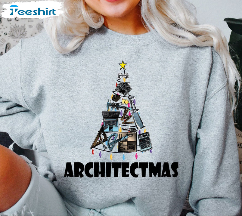 Architectmas Sweatshirt, Christmas Tree Unisex Hoodie Long Sleeve