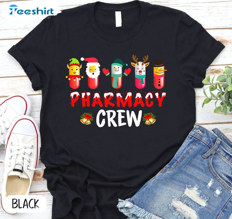 Pharmacy Crew Shirt, Christmas Pharmacy Snowman Tee Tops Short Sleeve