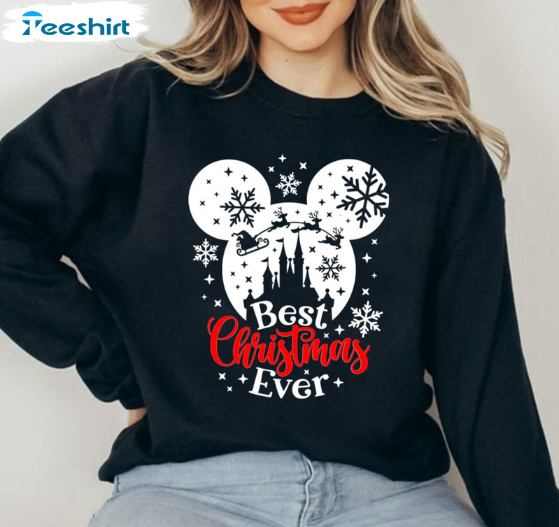 Best Christmas Ever Shirt, Mickey And Minnie Short Sleeve Sweatshirt