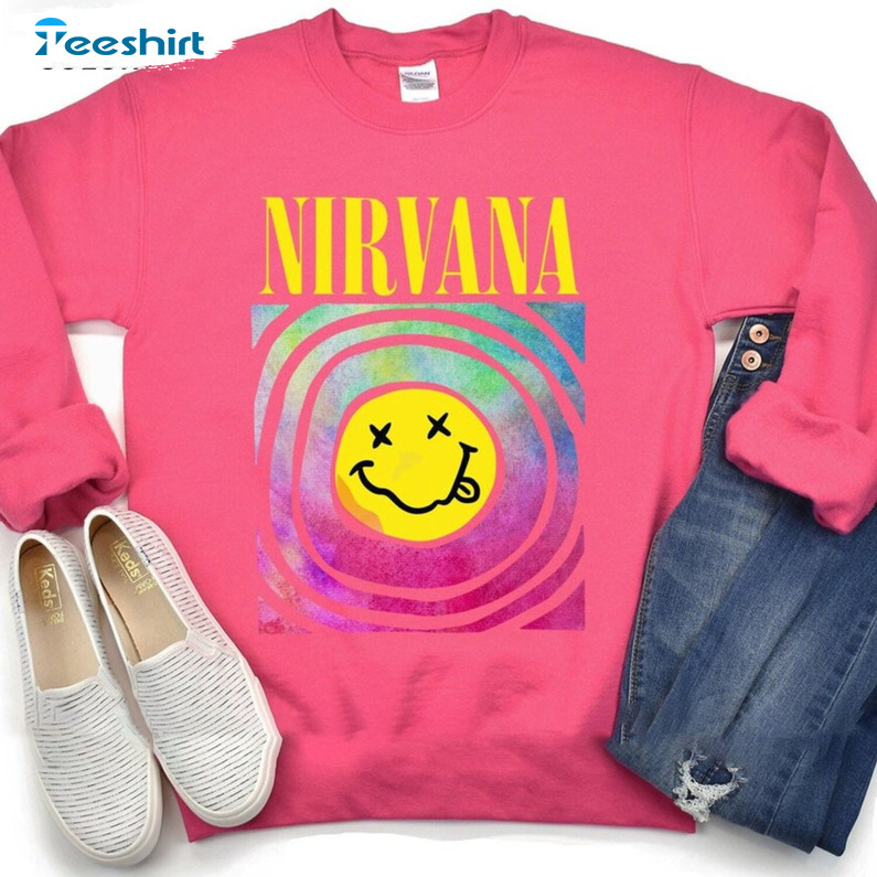 Nirvana Smiley Face Sweatshirt, Nirvana Grunge Unisex T-shirt Long Sleeve