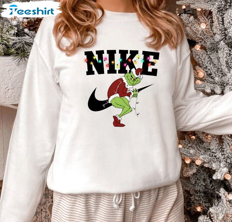 Nike Grinch Christmas Sweatshirt, Christmas Lights Unisex Hoodie Tee Tops