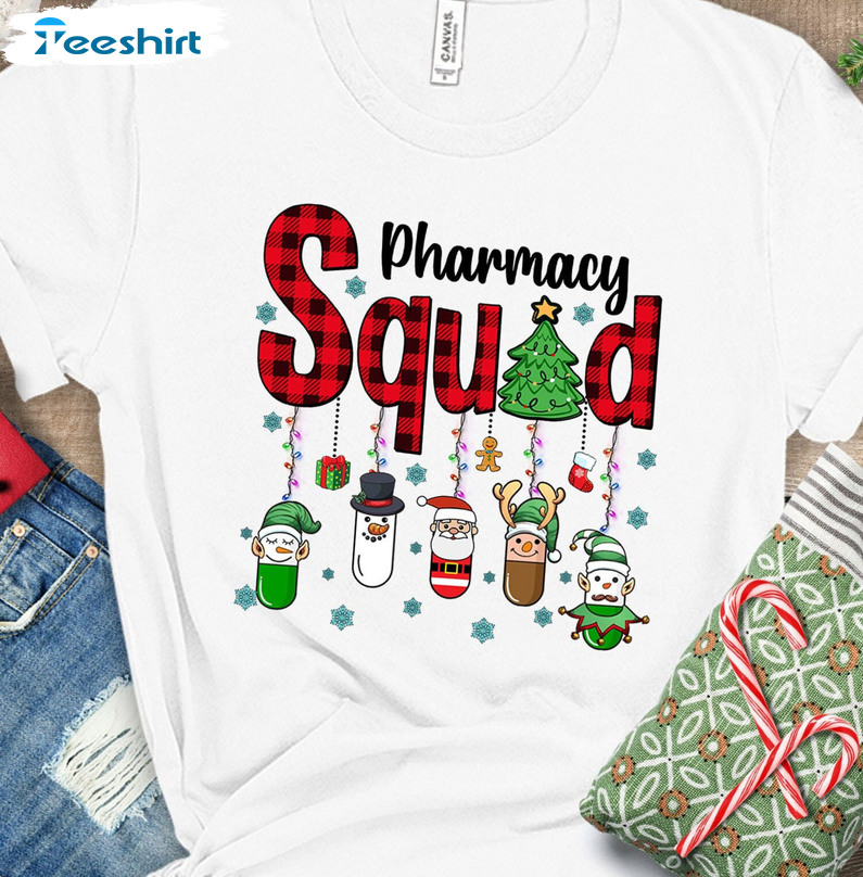 Pharmacy Squad Shirt, Christmas Technician Crewneck Short Sleeve