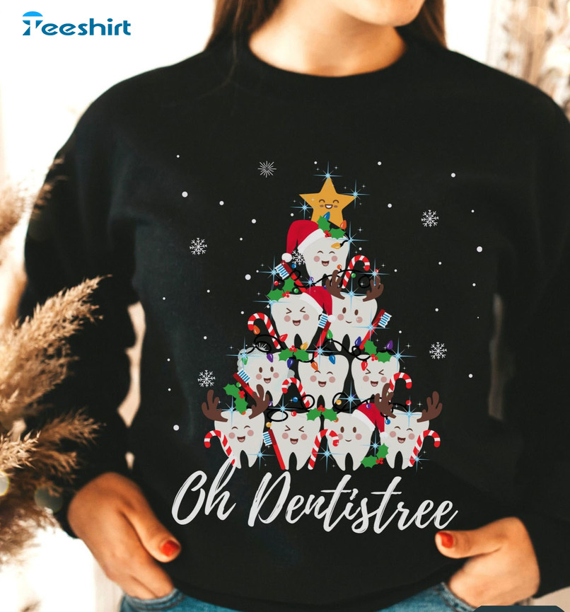 Oh Dentistree Shirt, Christmas Tree Long Sleeve Unisex Hoodie