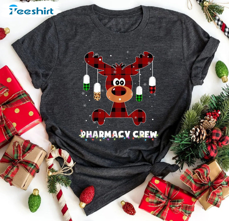 Reindeer Pharmacy Crew Christmas Shirt, Pharmacist Pills Sweatshirt Hoodie