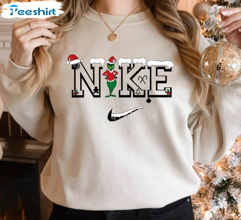 Nike Grinch Christmas Shirt, Grinch Snow Sweatshirt Hoodie