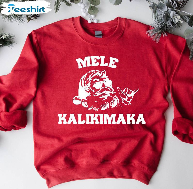 Mele Kalikimaka Sweatshirt, Christmas Santa Short Sleeve Unisex T-shirt