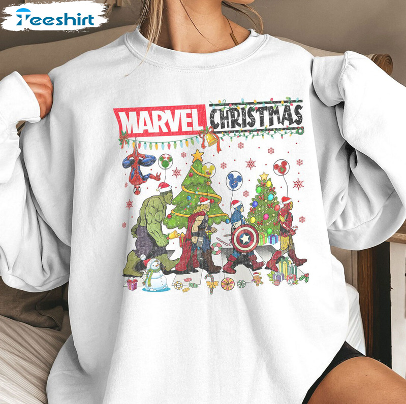 Marvel Abbey Christmas Shirt, Avengers Team Sweatshirt Crewneck