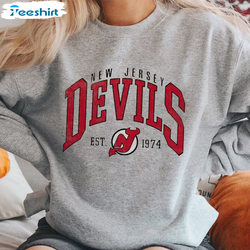 Vintage 90s New Jersey Devils Crewneck Sweatshirt NHL Hockey 