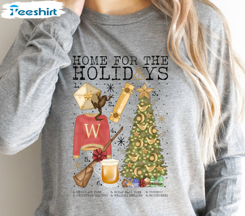 Home For The Holidays Shirt, Wizard Christmas Short Sleeve Sweatshirt