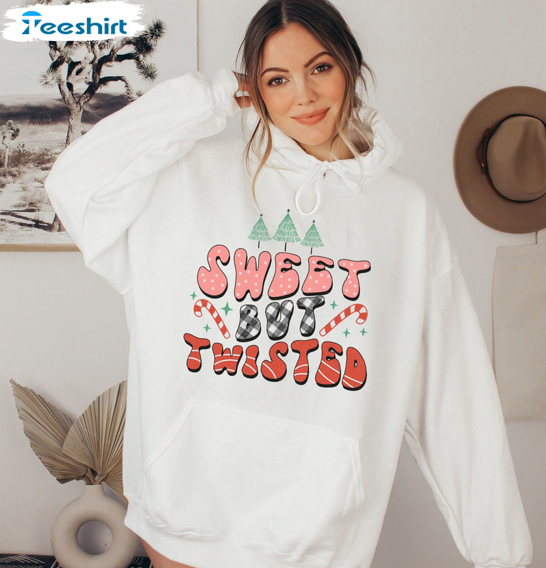 Sweet But A Little Twisted Shirt, Christmas Tree Short Sleeve Tee Tops