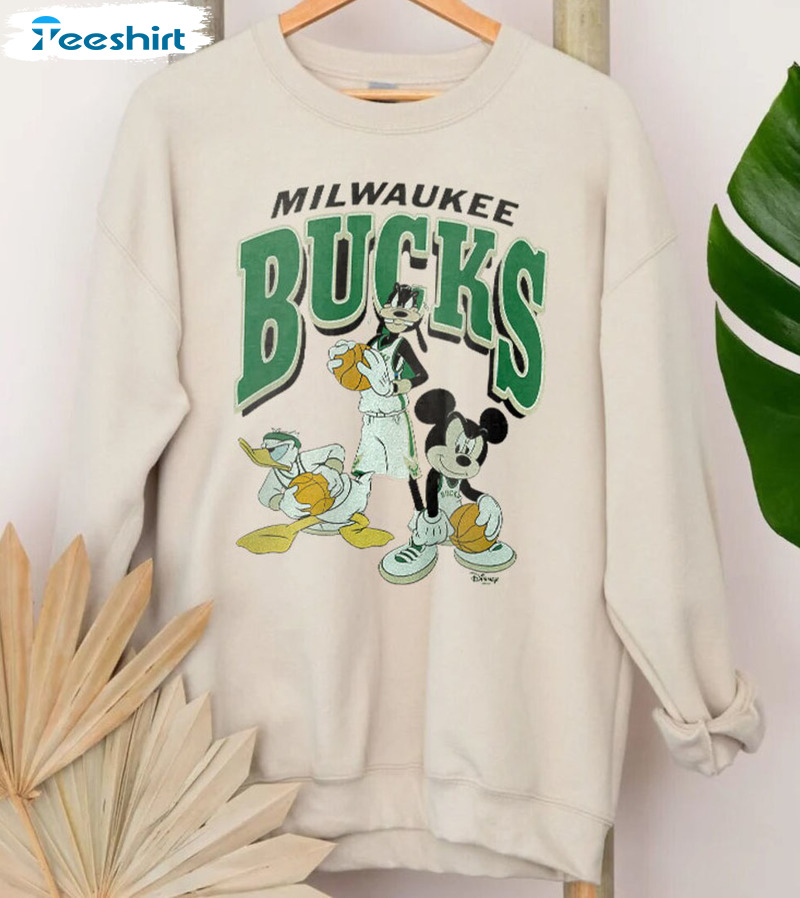 Vintage NBA Milwaukee Bucks Logo Sweatshirt, NBA Basketball Shirt