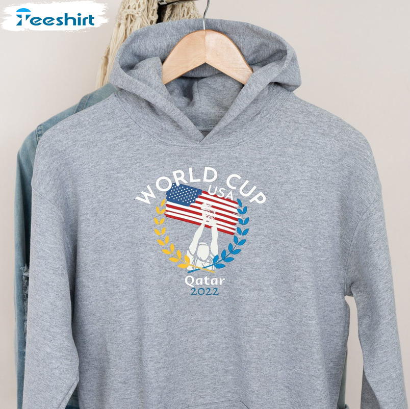 World Cup 2022 Qatar Shirt, Usa Team Crewneck Unisex Hoodie