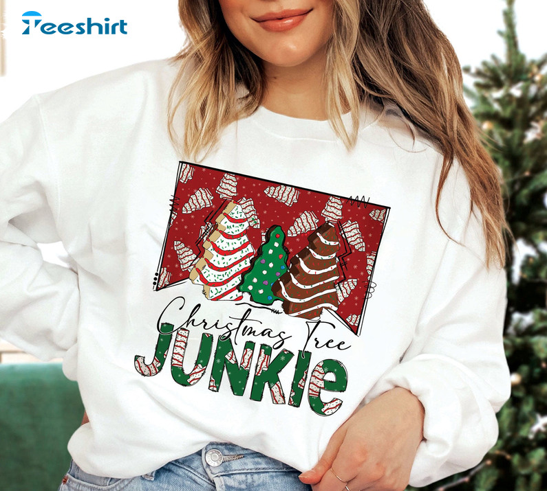 Christmas Tree Junkie Sweatshirt, Christmas Tree Vintage Unisex T-shirt Sweatshirt