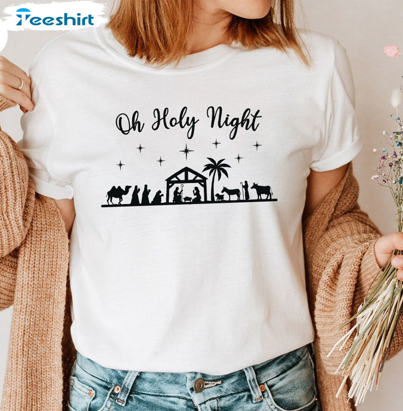 Oh Holy Night Sweatshirt, Jesus Christian Tee Tops Unisex Hoodie