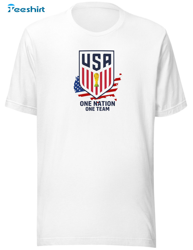USA One Nation One Team Shirt, World Cup 2022 Unisex Hoodie Long Sleeve