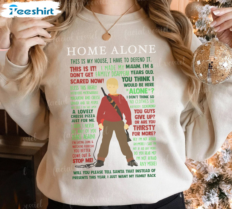 Home Alone Kevin Shirt, Christmas Movie Sweatshirt Long Sleeve Unisex Hoodie