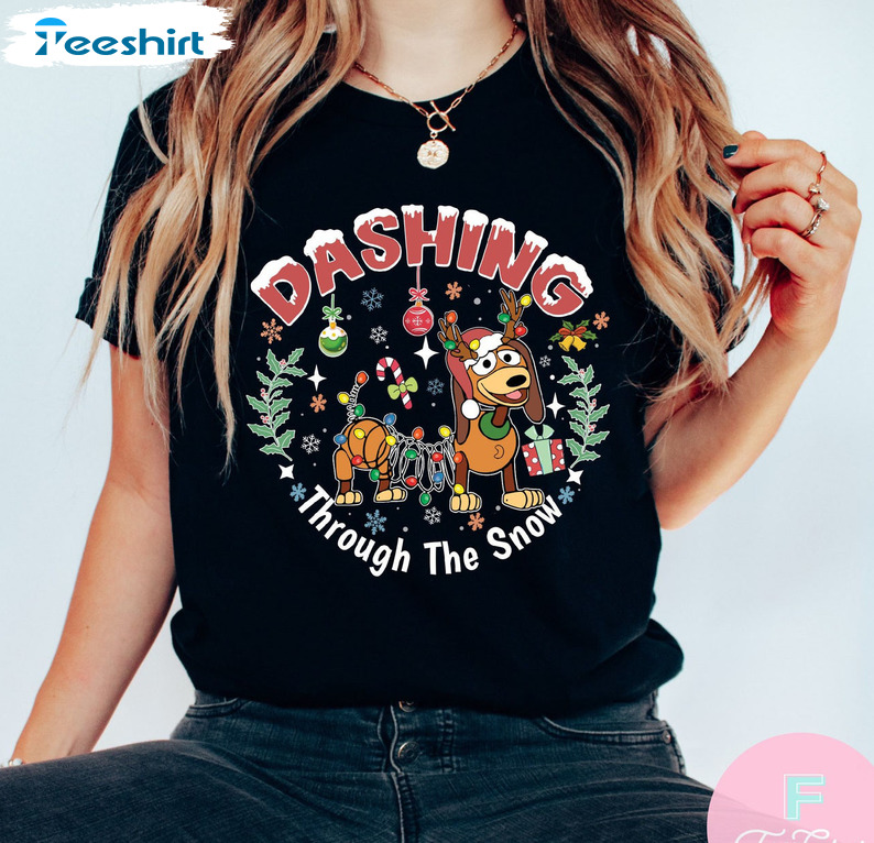 Dashing Through The Snow Vintage Shirt, Disney Christmas Long Sleeve Unisex T-shirt