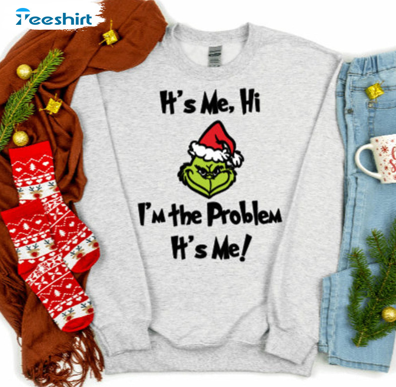 It's Me Hi I'm The Problem Christmas Shirt, Taylors Midnight Grinch Christmas Short Sleeve Sweatshirt