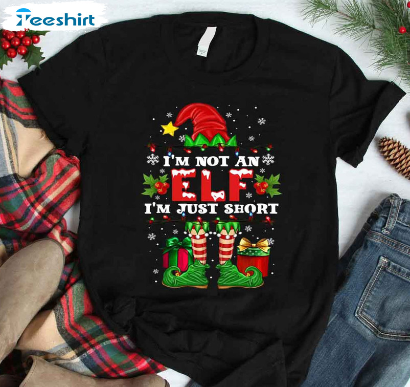 I'm Not An Elf Just Short Shirt, Christmas Unisex Hoodie Sweatshirt Vintage Style