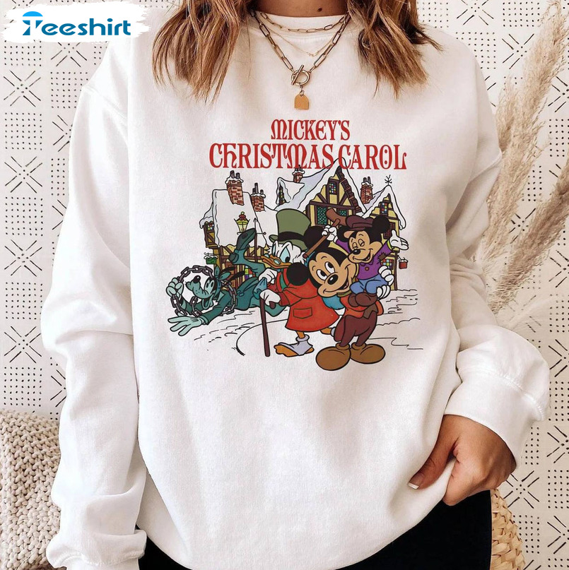 Mickey's Christmas Carol Sweatshirt, Mas Holiday Long Sleeve Unisex T-shirt