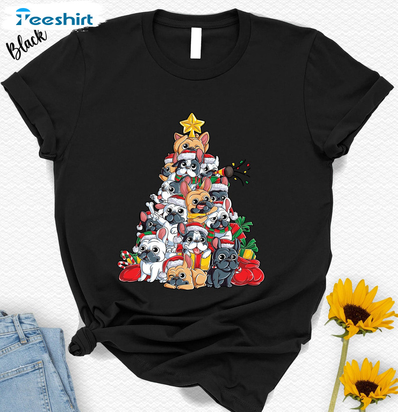 French Bulldog Christmas Tree Shirt, Animal Lover Unisex T-shirt Long Sleeve