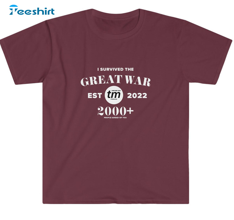 I Survived The Great War EST 2022 Shirt, Midnights Taylor Swift Tee Tops Short Sleeve