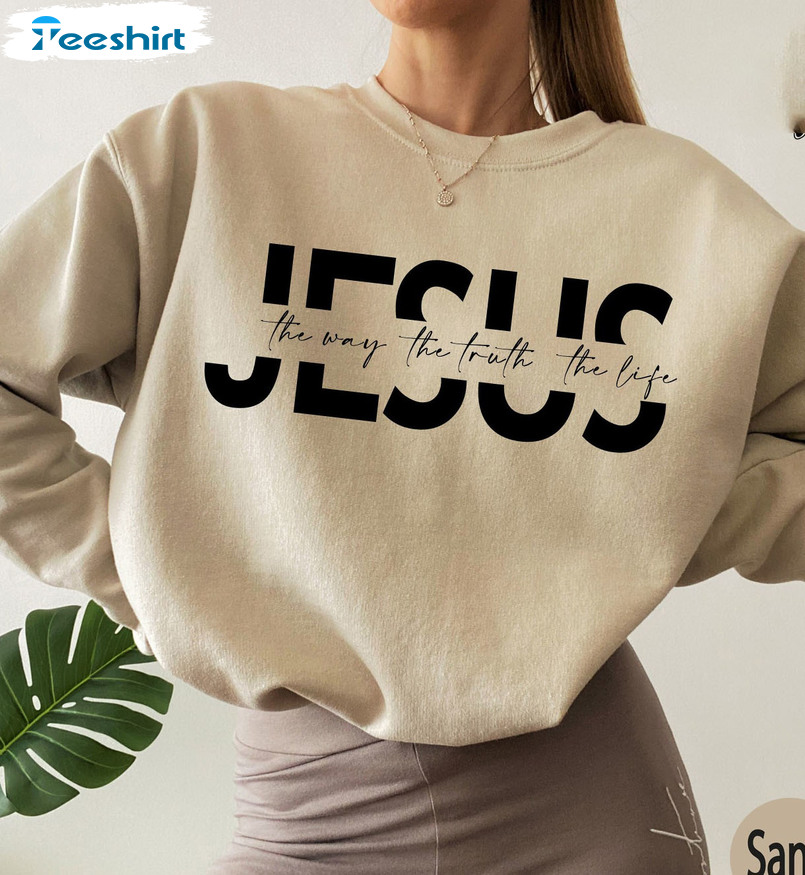 Jesus The Way The Truth The Life Shirt, Christian Long Sleeve Tee Tops Vintage Style