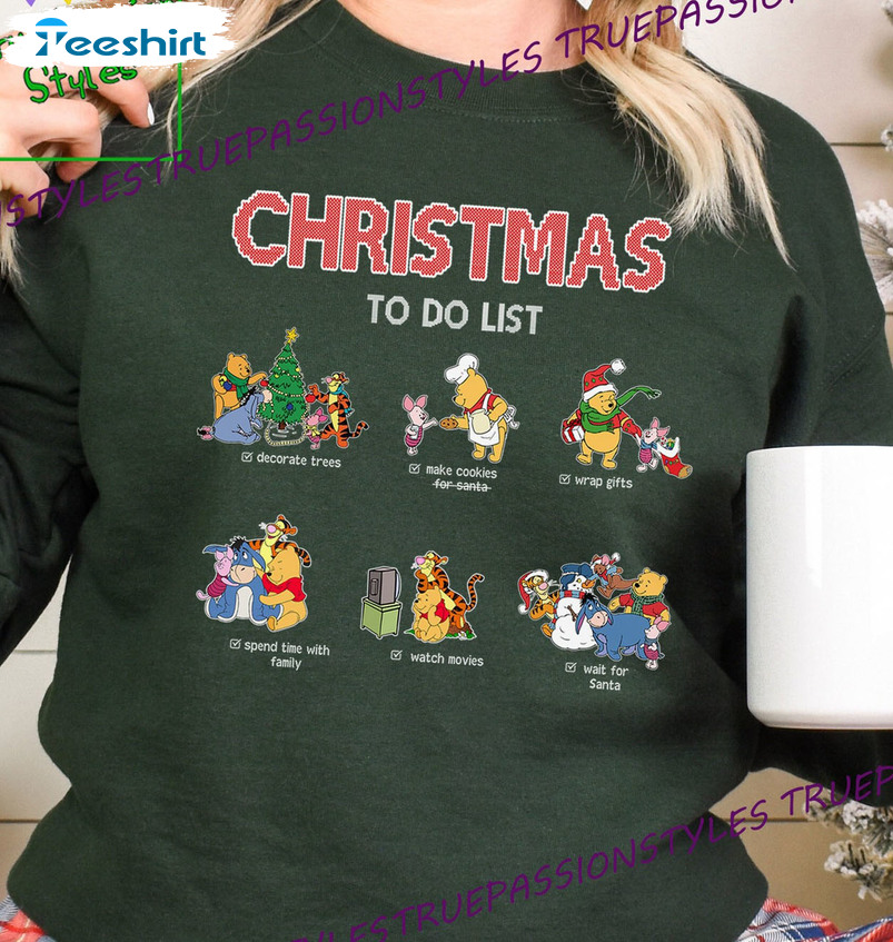 Christmas To Do List Shirt, Christmas Winnie The Pooh Bear Unisex Hoodie