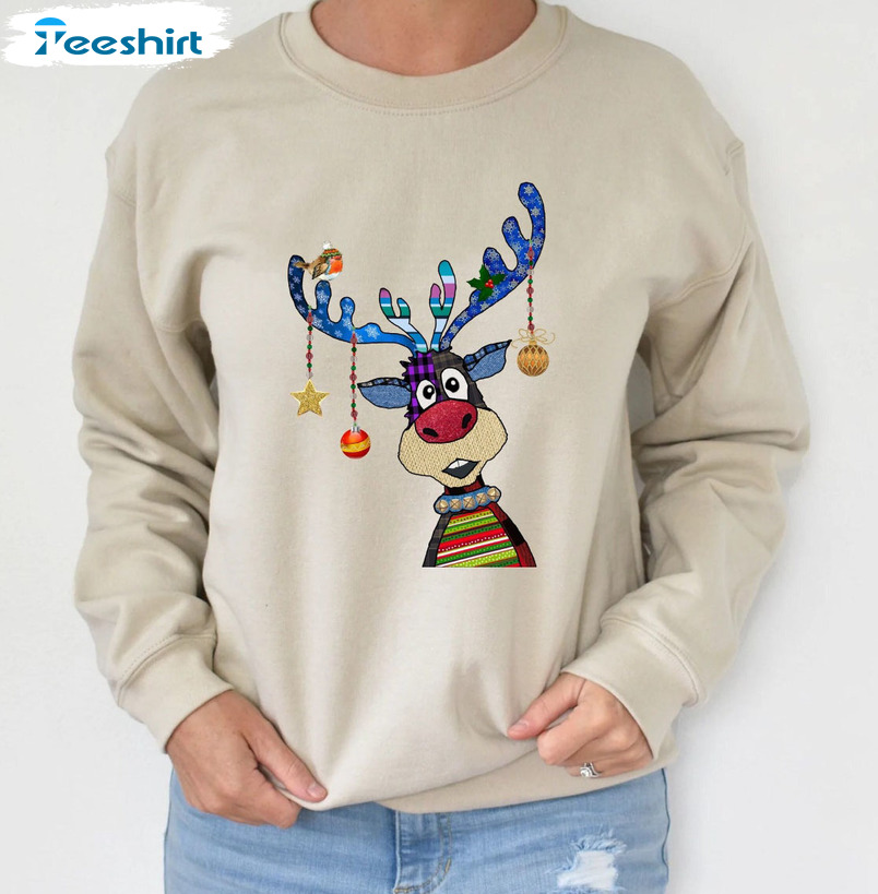 Reindeer Merry Christmas Shirt, Christmas Sweater Short Sleeve