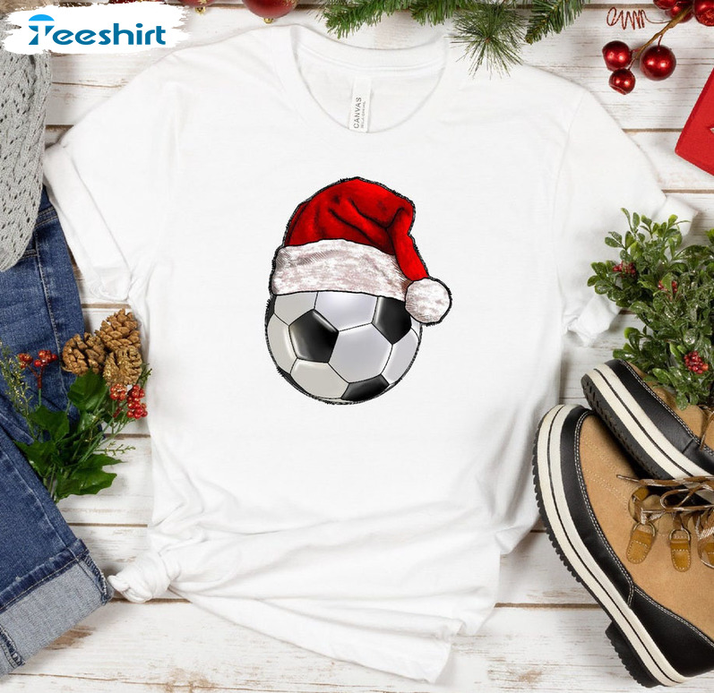 Christmas Soccer Shirt, Xmas Tree Long Sleeve Crewneck