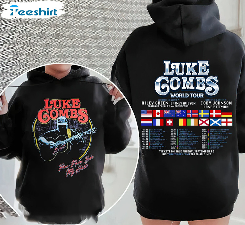 Luke Combs World Tour Sweatshirt, Country Music Short Sleeve Tee Tops