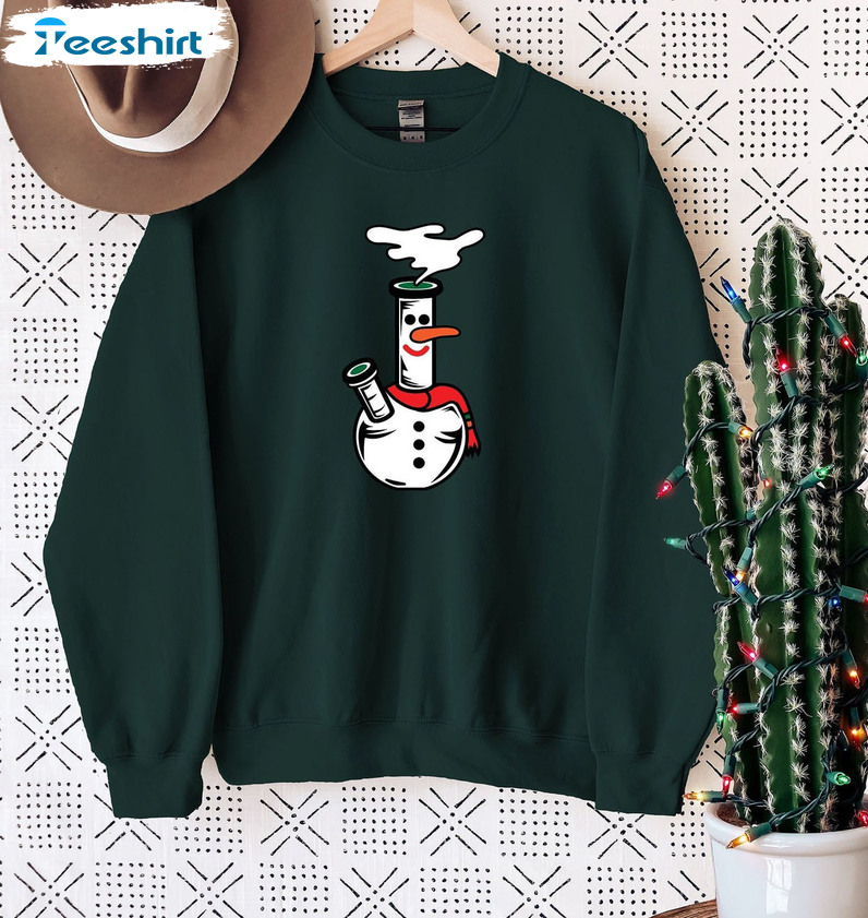 Bong Snowmen Sweater, Cannabis Christmas Unisex T-shirt Long Sleeve