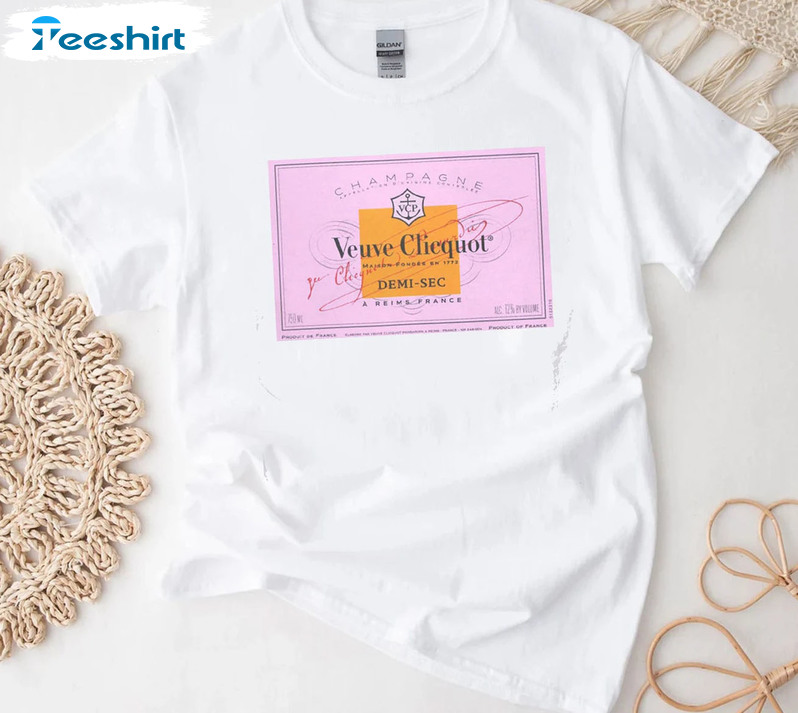 Champagne Veuve Rose Shirt, Champagne Veuve Maison Label Crewneck