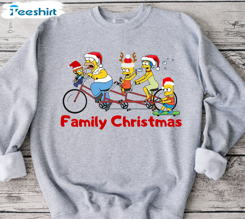 Family Christmas Sweatshirt, The Simpsons Short Sleeve Sweatshirt