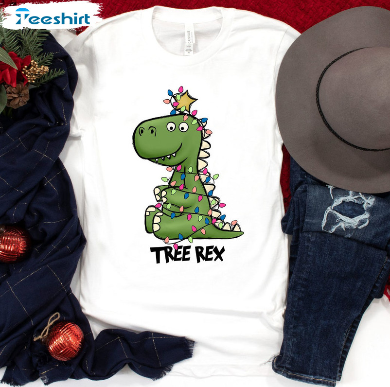 Tree Rex Christmas Shirt, Funny Dinosaur Unisex T-shirt Long Sleeve