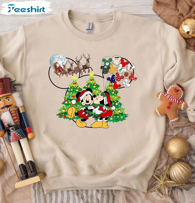 Mickey Minnie Christmas Shirt, Disney Xmas Tree Long Sleeve Tee Tops