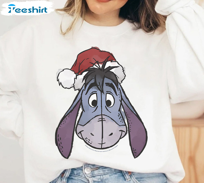 Eeyore Santa Christmas Shirt, Disney Xmas Crewneck Sweatshirt