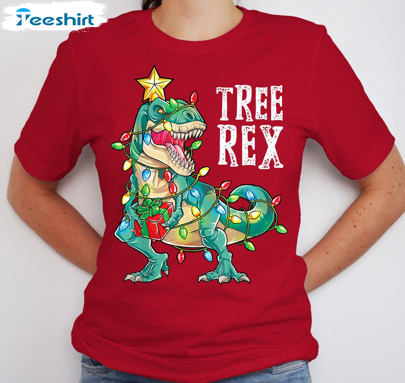 Tree Rex Vintage Shirt, Christmas Dinosaur Long Sleeve Unisex T-shirt