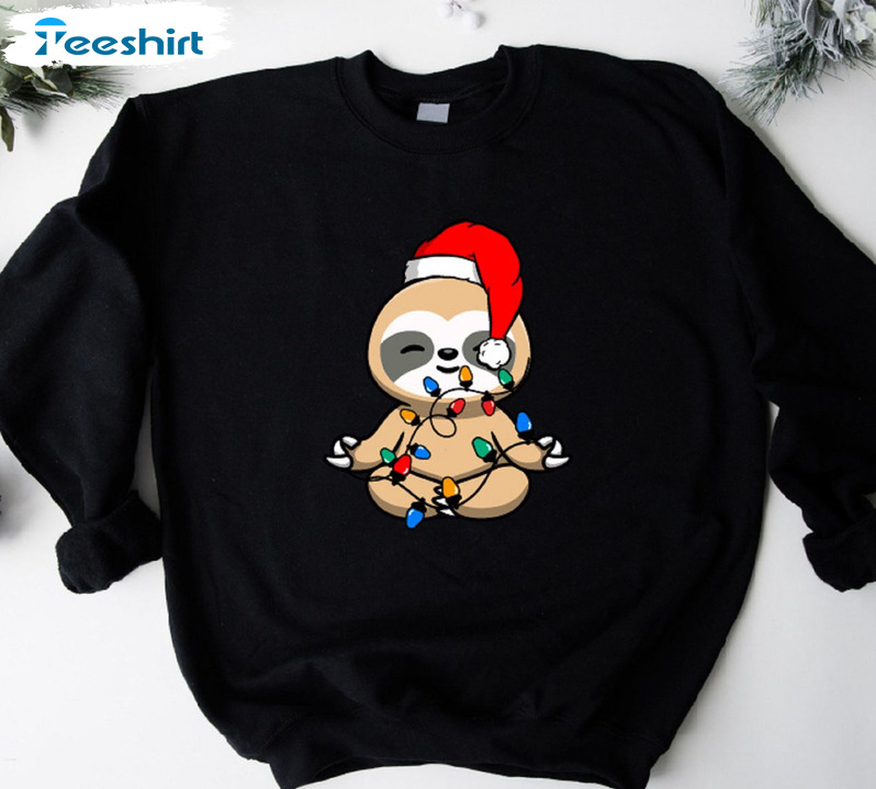 Merry Slothmas Sweatshirt, Yoga Lover Tee Tops Unisex T-shirt