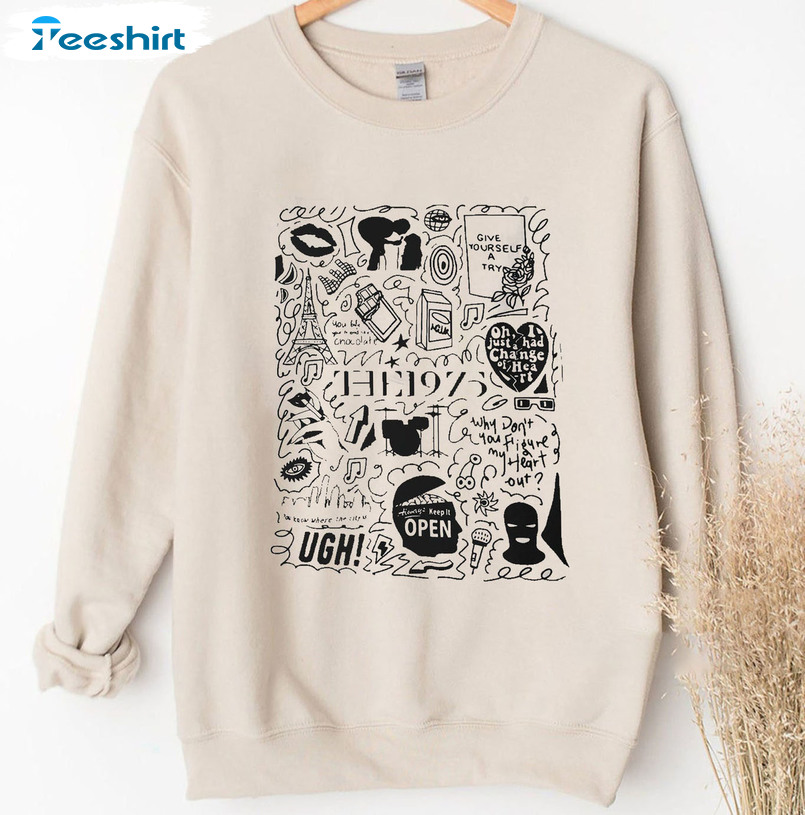 The 1975 Doodle Shirt, 1975 Band Trendy Unisex Hoodie Long Sleeve