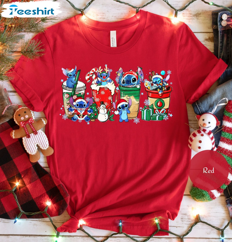 Stitch Xmas Coffee Shirt, Christmas Stitch Unisex T-shirt Tee Tops