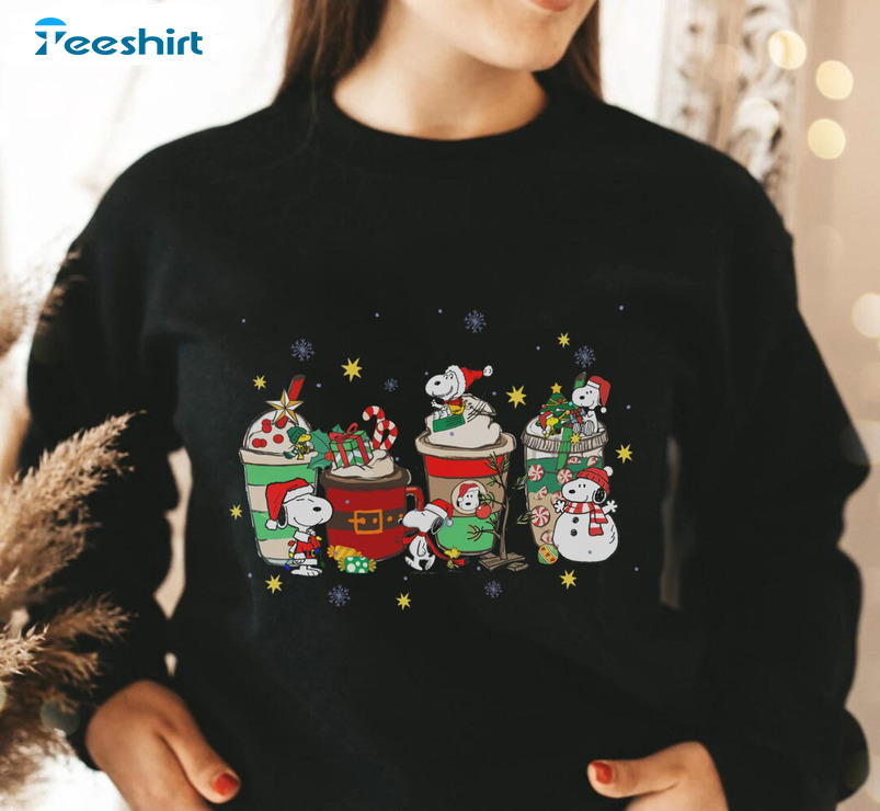 Snoopy Christmas Coffee Shirt, Peanuts Snoopy Unisex Hoodie Long Sleeve