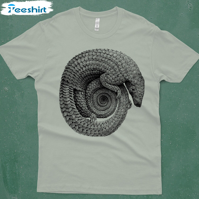 Pangolin Trendy Shirt, Optical Illusion Short Sleeve Sweatshirt