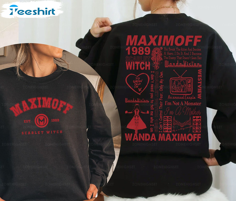 Wanda Maximoff EST 1989 Shirt, Maximoff 1989 Scarlet Witch Crewneck Hoodie