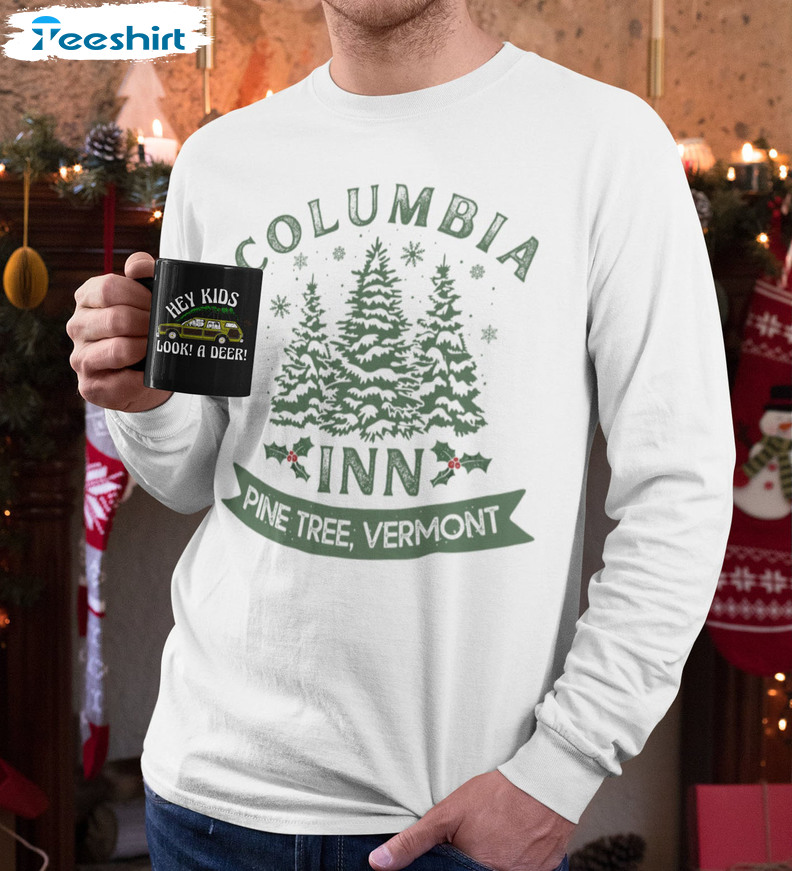 Columbia Inn Pine Tree Vermont Christmas Unisex Hoodie, Long Sleeve