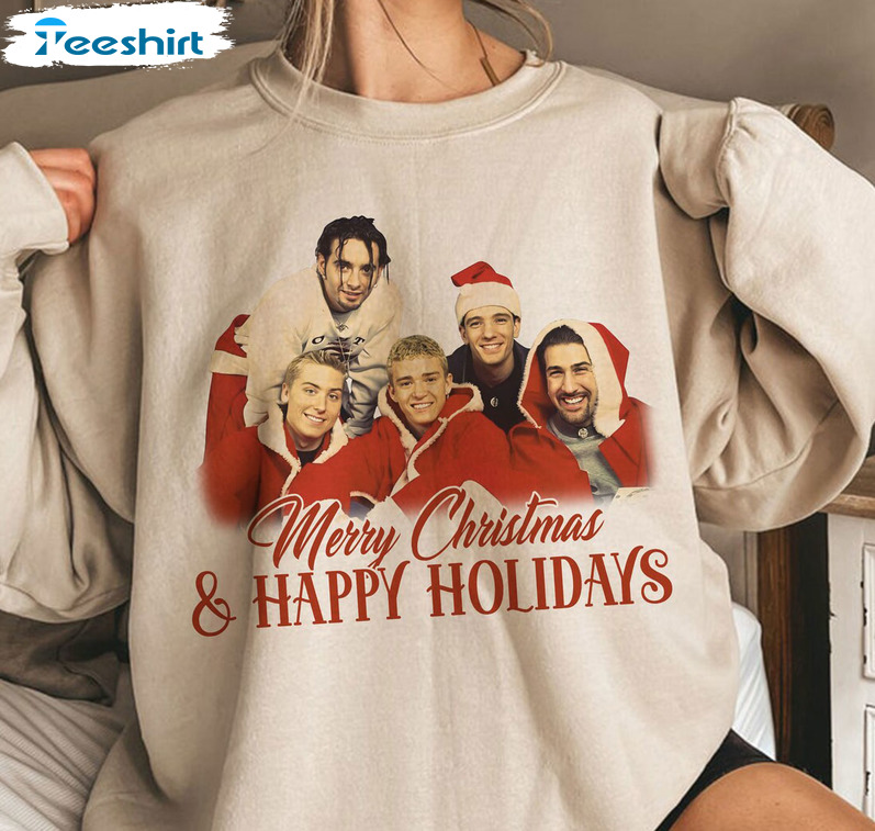 Vintage N'sync Christmas Sweatshirt Hoodie Long Sleeve T-Shirt, Happy Holidays Swetashirt